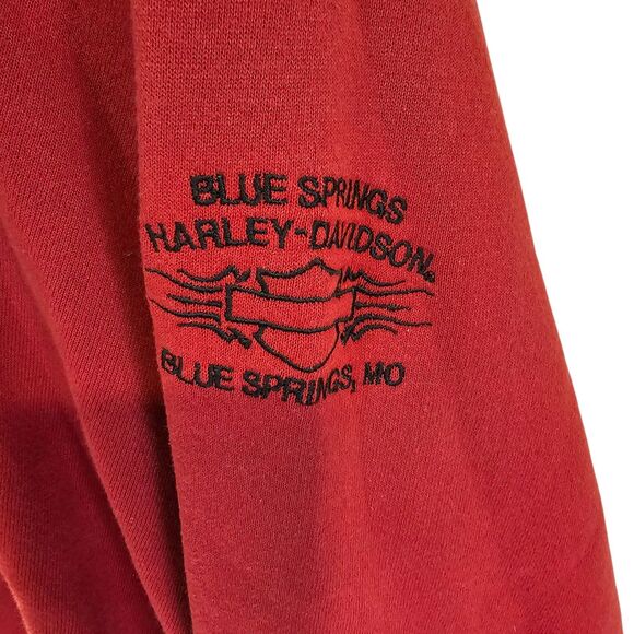 Harley-Davidson Red Pullover Sweatshirt Men Size XL Embroidered Blue Springs MO - Picture 3 of 10